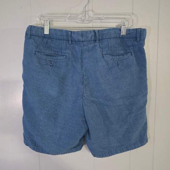 Peter Millar Mens 36 Shorts Blue Flat Front Chino Golf Linen Performance Texture - Picture 2 of 6